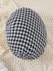 Houndstooth Pattern Girl's 3pcs Leg of mutton Sleeve Top & Skirt Set