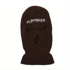 Warm Knitted Cycling Hat Three Hole Design