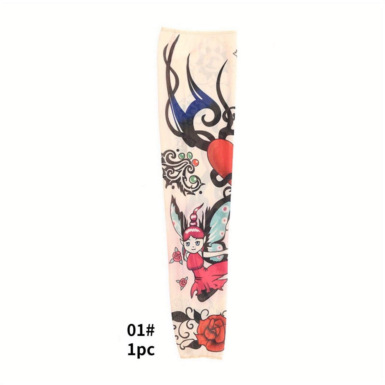 Art Tattoo Gloves UV Sun Protection Compression Arm Sleeves
