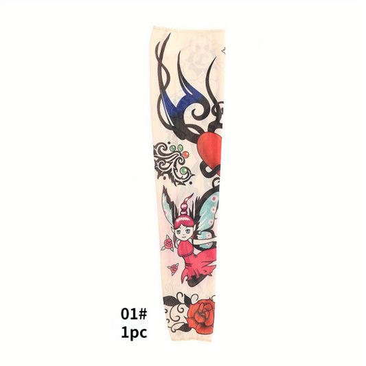 Art Tattoo Gloves UV Sun Protection Compression Arm Sleeves