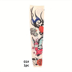 Art Tattoo Gloves UV Sun Protection Compression Arm Sleeves