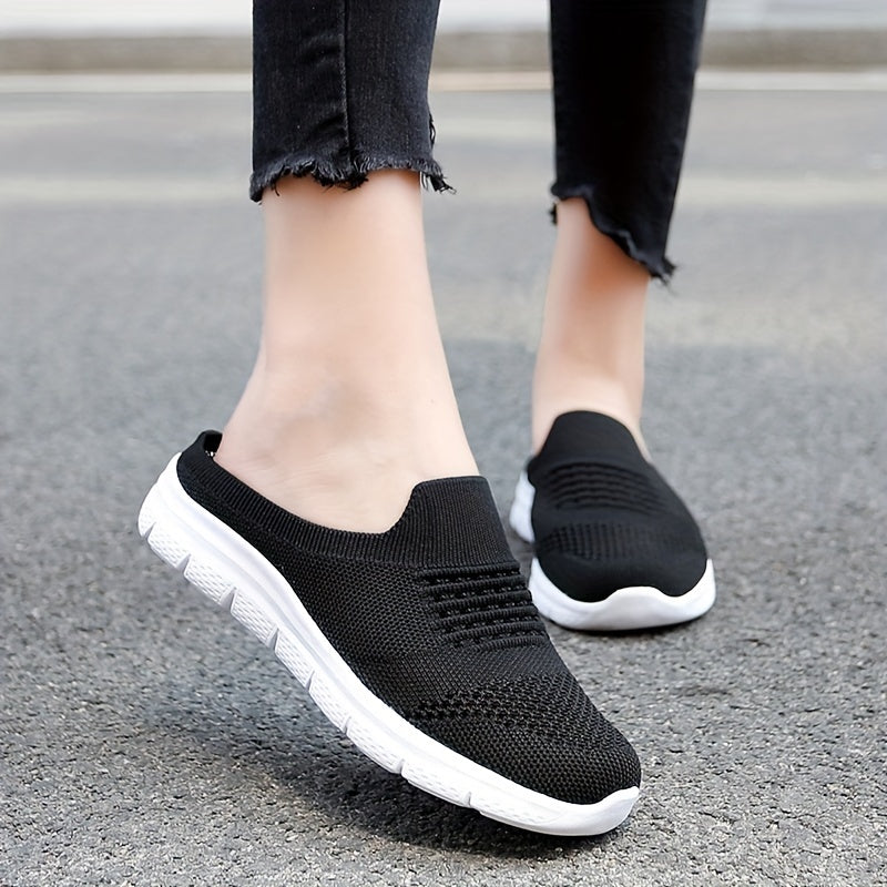 Breathable Knit Mule Sneakers Women's Slip On Shoes
