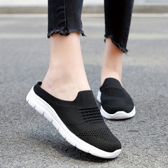 Breathable Knit Mule Sneakers Women's Slip On Shoes