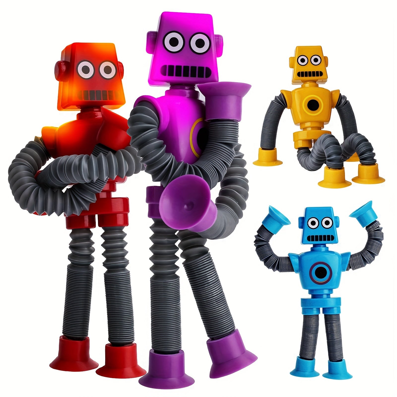 4pcs Pop Tube Sensory Toys Robot Tube, Suction Cup Robot Toys