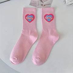 3 Pairs Heart Print Socks for Women