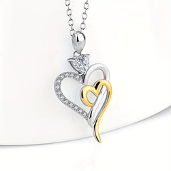 Girl's And Fairy Double Love Necklace Heart Shaped Pendant