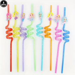 8 Magical Mermaid Drinking Straws for Kids' Parties