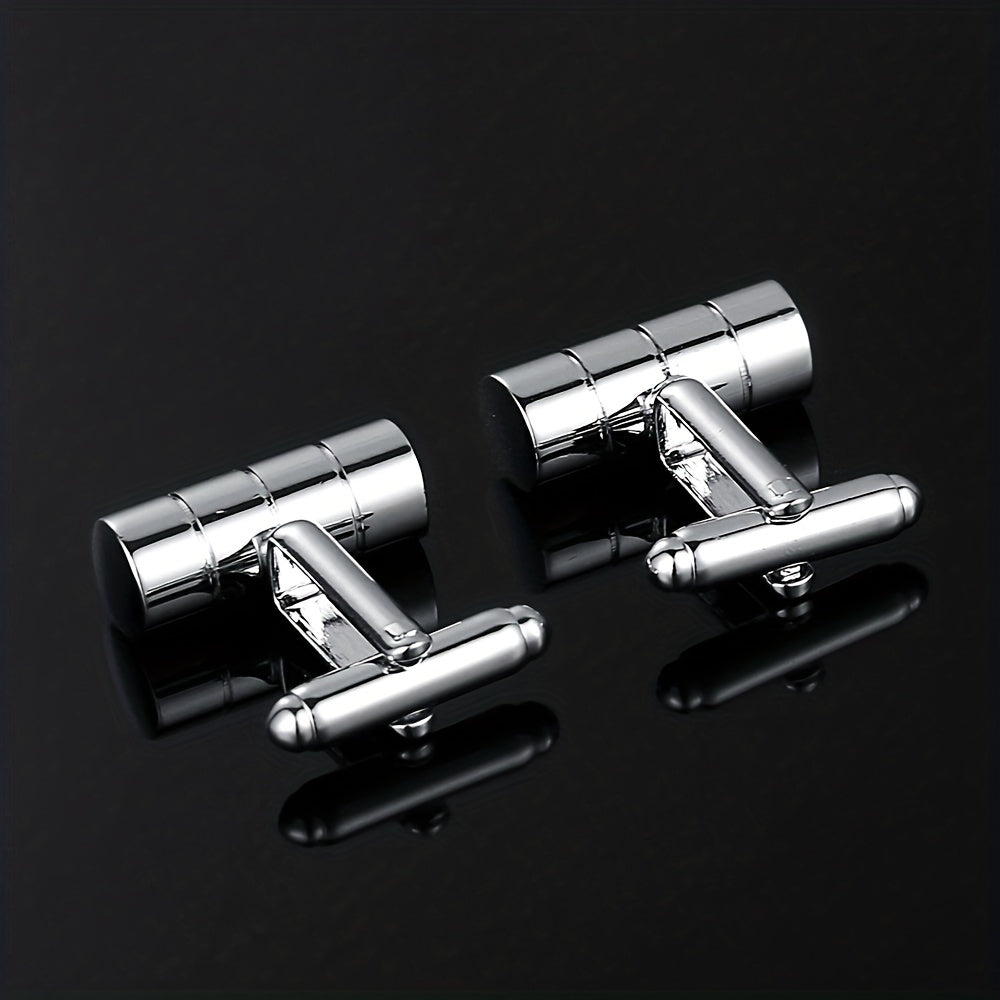 French Suit Cufflinks 3D Cylindrical Cut