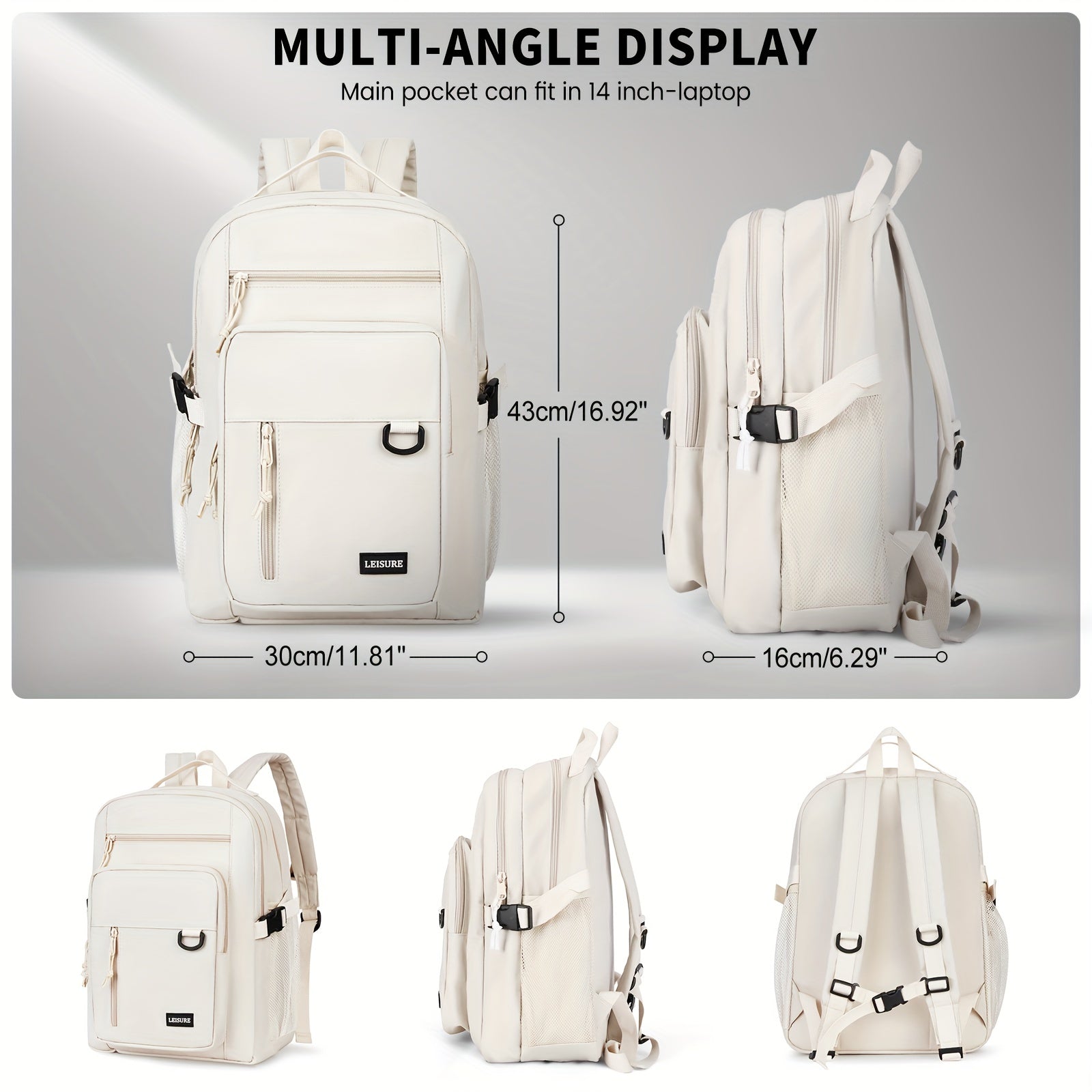 Large Capacity Preppy Backpack for Students Teens Girls