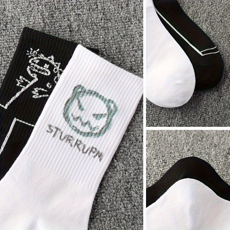 Men's Crew Socks Cartoon Pattern Basketball Socks