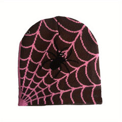 Goth Spider Pattern Beanie Y2K Knitted Beanie Cap Unisex Hip Hop Skull Hat