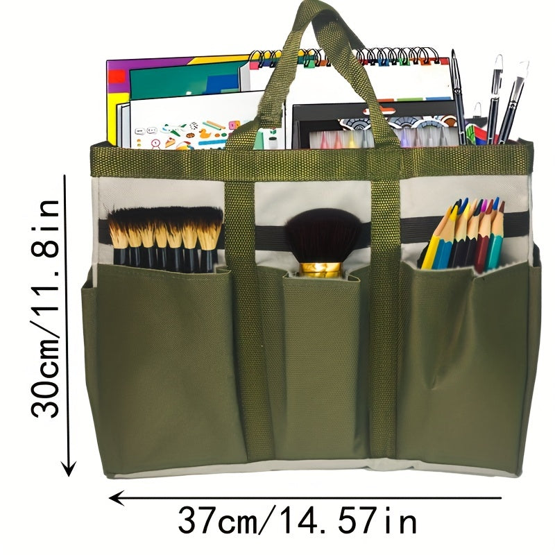 Large Capacity Green Storage Tote Bag for Art, Craft, Sewing, Medical, Books
