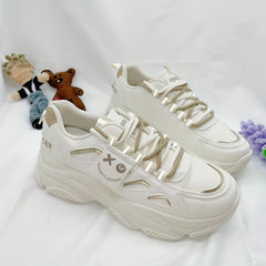 Women's Smiling Face Pattern Chunky Sneakers Lace Up Running Shoes Platform