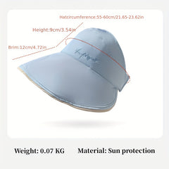 Wide Brim Ponytail Visor Hat UV Protection Sun Hat