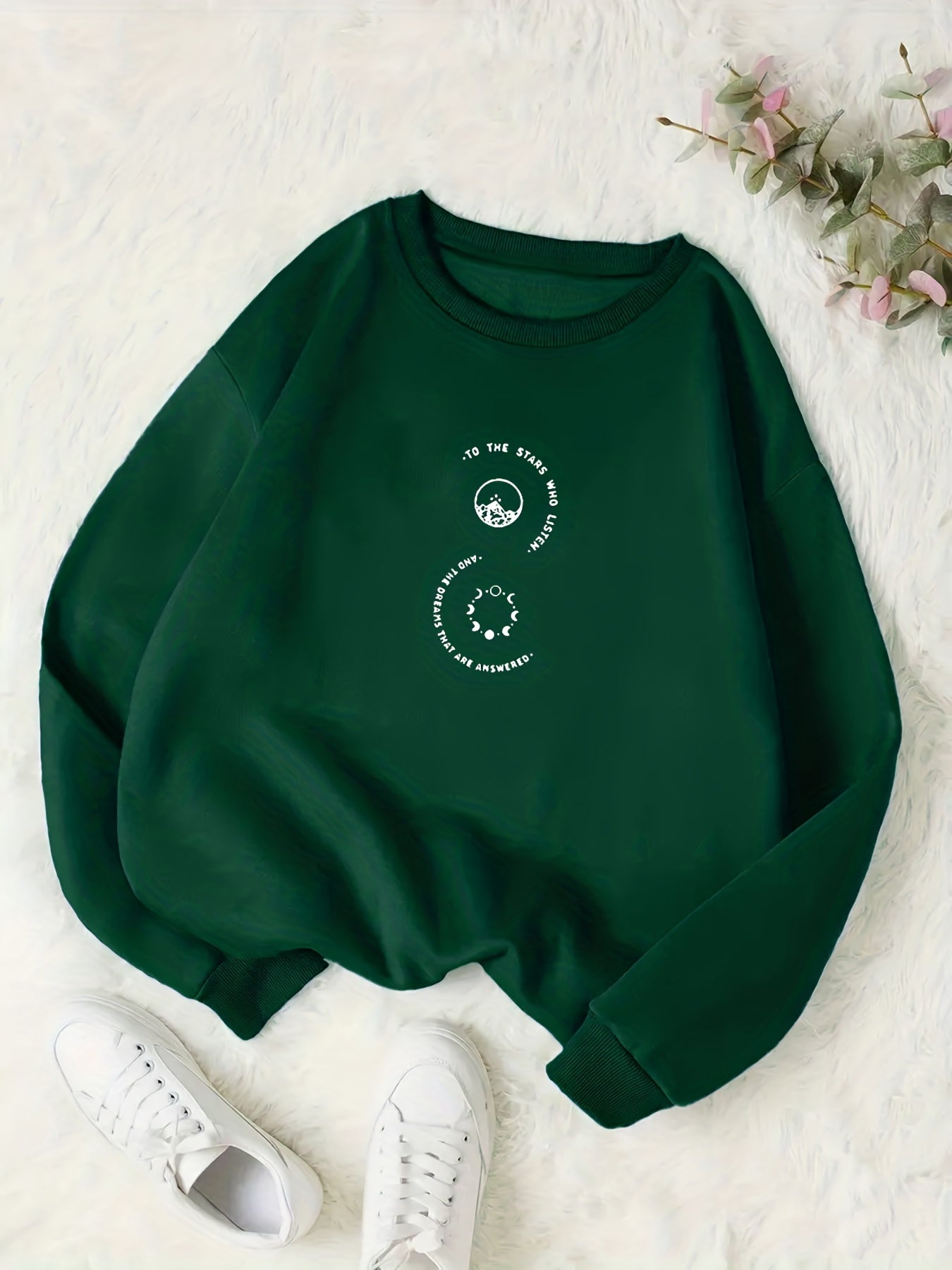 Graphic & Letter Print Sweatshirt Casual Long Sleeve Crew Neck Sweatshirt