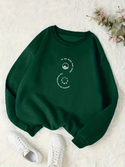 Graphic & Letter Print Sweatshirt Casual Long Sleeve Crew Neck Sweatshirt