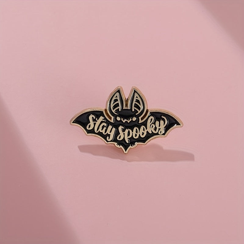 Stay Spooky Bat Enamel Pin Brooch For Girls