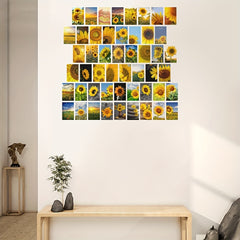 50pcs Sunflower Postcards for Sunflower Enthusiasts, Wall Art Decoration