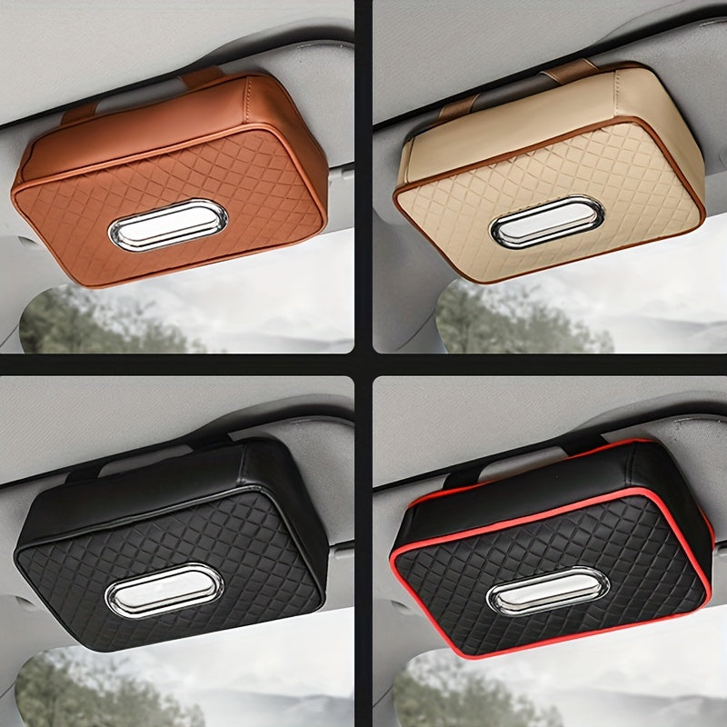 Leather Car Visor Tissue Holder Auto Napkin Case with Strap