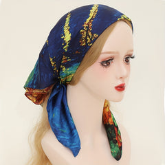 Vintage Starry Sky Print Bandana Silk Scarf Classic Head Wrap Turban