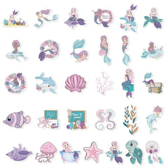 56pcs Pink Purple Mermaid DIY Stickers for Phone Laptop Helmet
