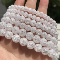 Cracked Crystal Beads Round Spacer Beads Jewelry Making DIY 15'' 4-10mm