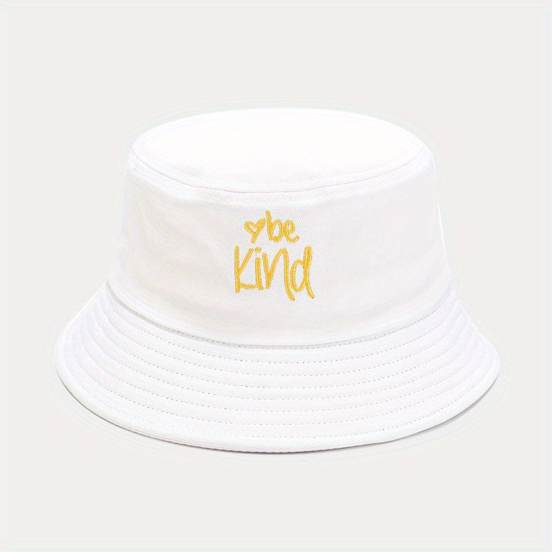Unisex Sunshade Bucket Hat Heart Embroidery Double Sided Sun Hat