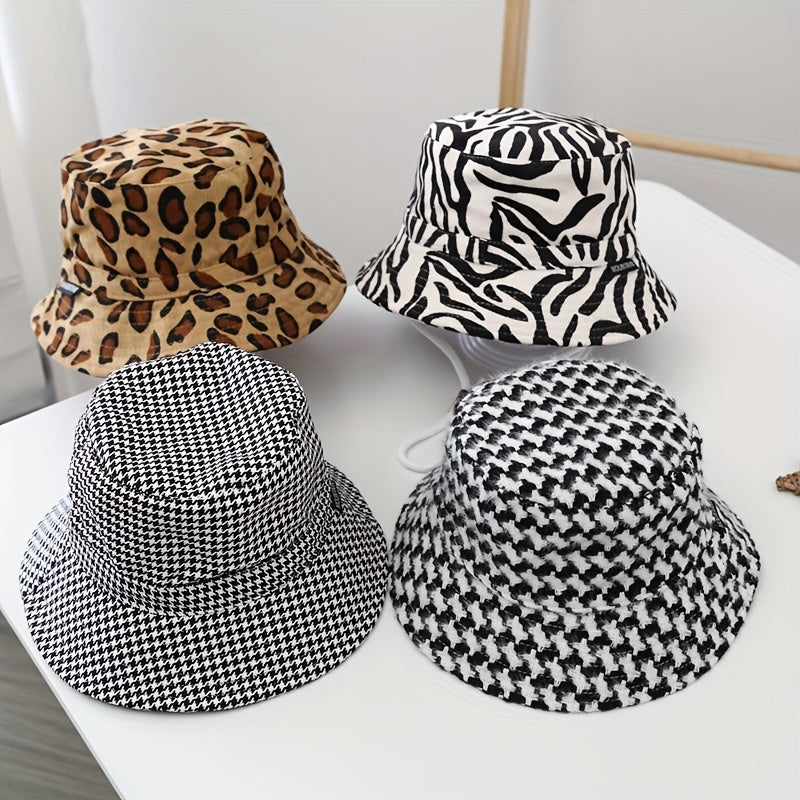 Warm Leopard Print Children's Fisherman Hat for Outdoor Travel