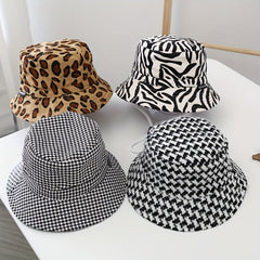 Warm Leopard Print Children's Fisherman Hat for Outdoor Travel