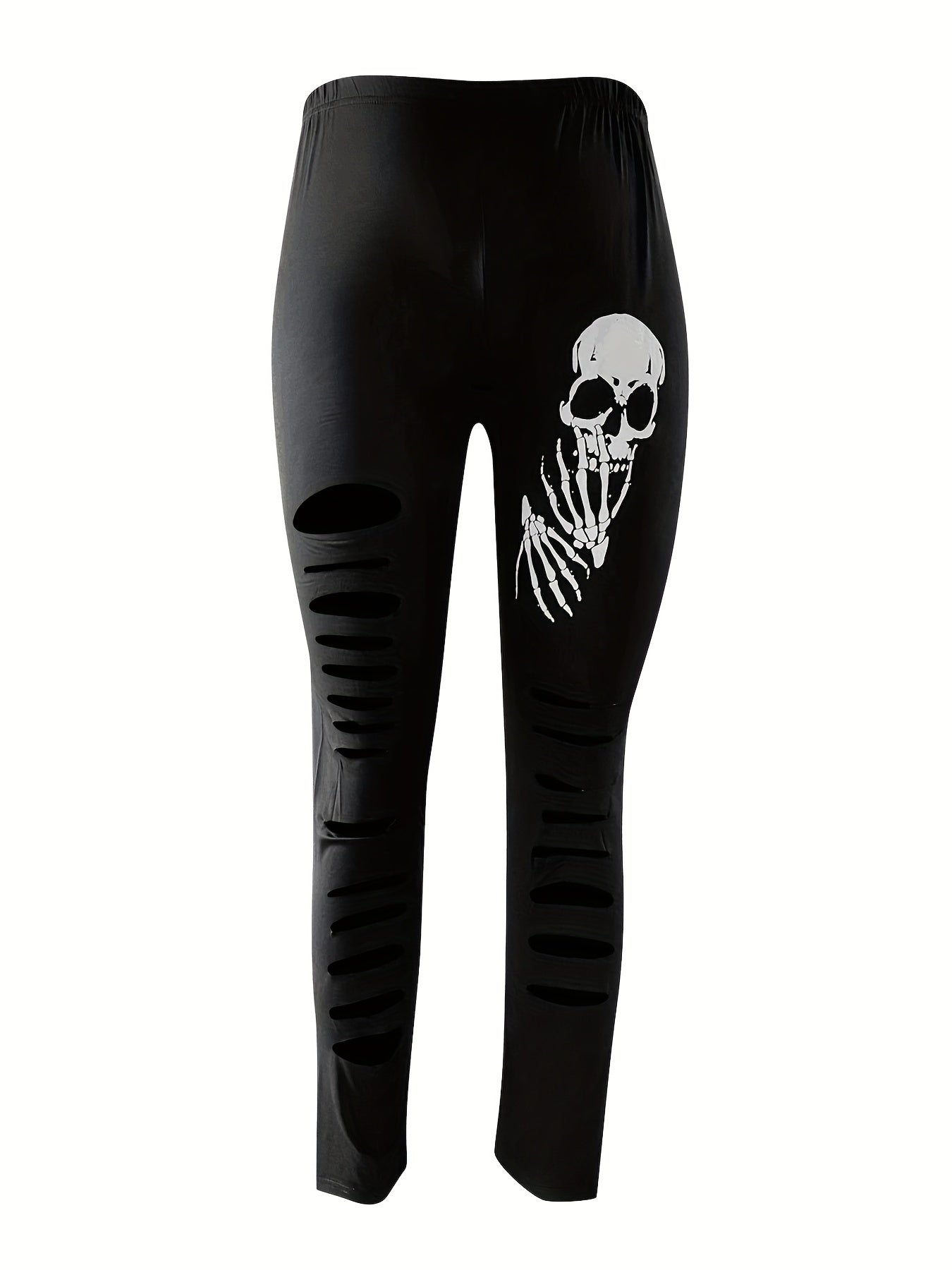 Skull Print Cut Out High Rise Leggings