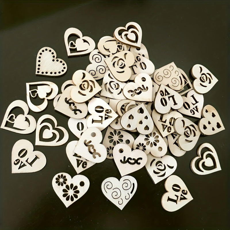 20pcs 1 18in DIY Wooden Love Heart Mix Shapes for Painting and Decoration