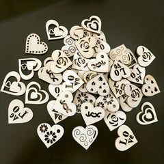 20pcs 1 18in DIY Wooden Love Heart Mix Shapes for Painting and Decoration