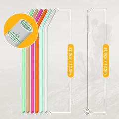 6pcs Silicone Straw Replacement For 40Oz Tumbler Colorful Reusable Bent Straws