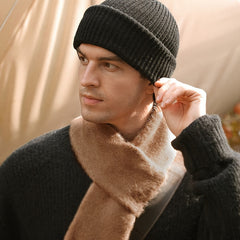 Winter Knitted Beanie Hat with Ear Protection Velvet Warm Balaclava Face Mask