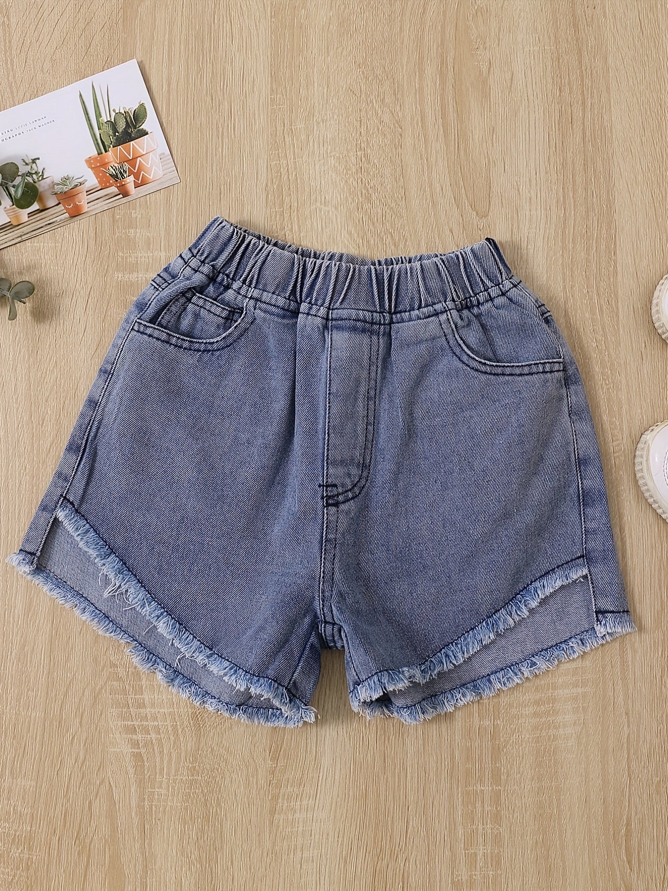 Girls Casual Washed Denim Shorts Breathable Comfortable Pants For Kids