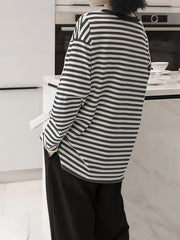 Striped Print Pajama Set Long Sleeve Top & Pants