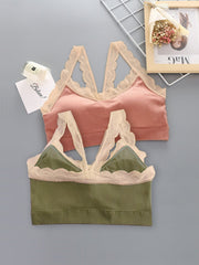 Lace Band Sports Bra Solid Color