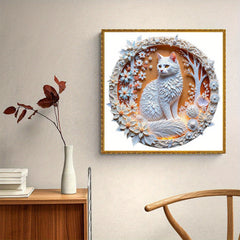 A2 Size Cat in Jungle 3D Puzzle Wooden Jigsaw with Floral Frame