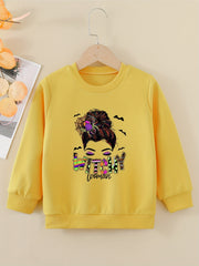 Halloween Girls Witchy Woman Graphic Sweatshirt Costume Party Kids Pullover