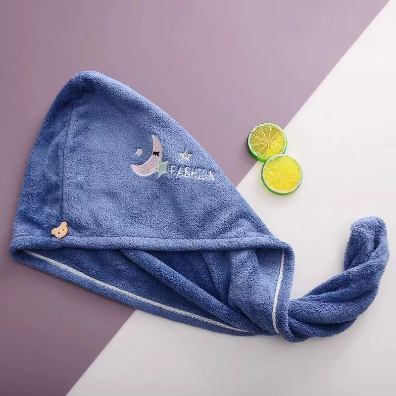 Embroidered Dry Hair Cap Absorbent Quick Drying Hair Towel
