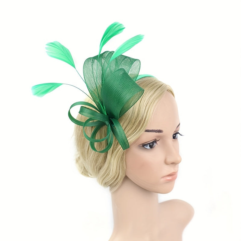Green Feather Fascinators Hat Bridal Headband Cocktail Tea Party Headwear
