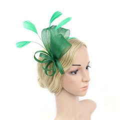 Green Feather Fascinators Hat Bridal Headband Cocktail Tea Party Headwear