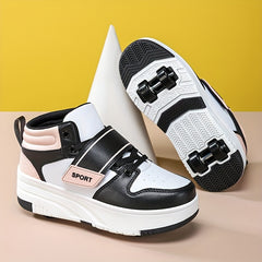 Boy's Roller Shoes - Hook and Loop Fastener Skate Sneakers Kids