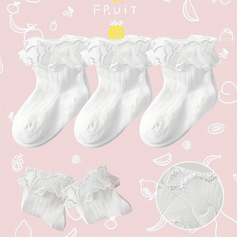 Baby Girls Mesh Trim Ankle Socks Breathable Comfortable Princess Socks