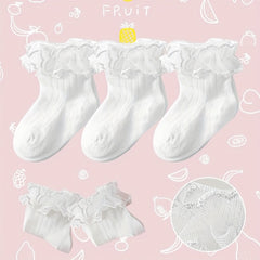 Baby Girls Mesh Trim Ankle Socks Breathable Comfortable Princess Socks