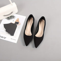 Women's Solid Kitten Heels Point Toe Low Heel Pumps