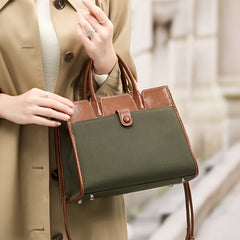 Retro Women's Handbag Army Green Nylon Adjustable Strap Zip Closure