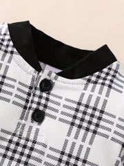 Baby Boy's Plaid Romper & Pants Set Fall Winter Newborn's Clothes