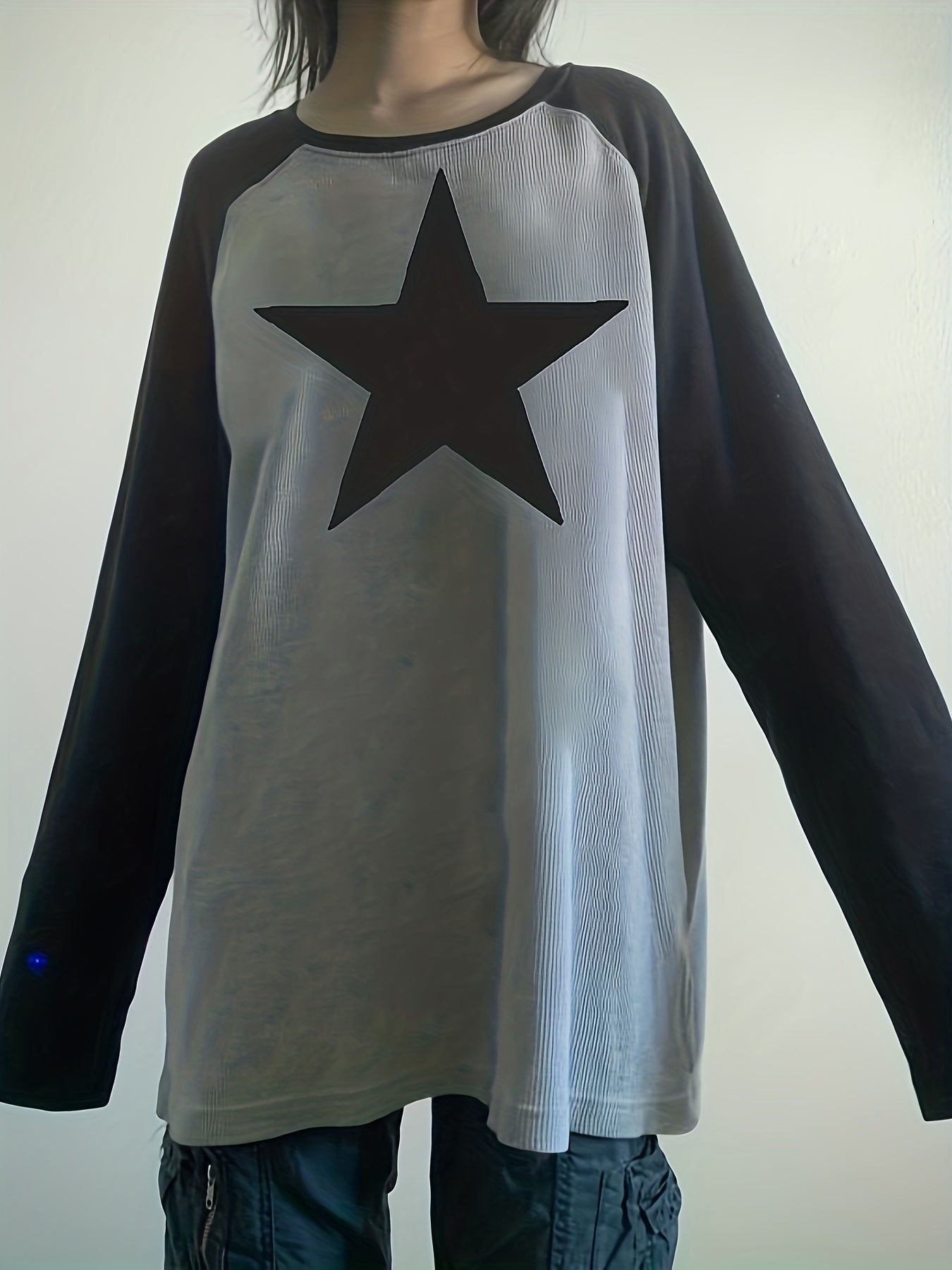 Retro Pentagram Print Long Sleeve Casual Sports T Shirt