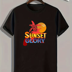 SUNSET GLORY Men's Graphic T-shirt for Summer